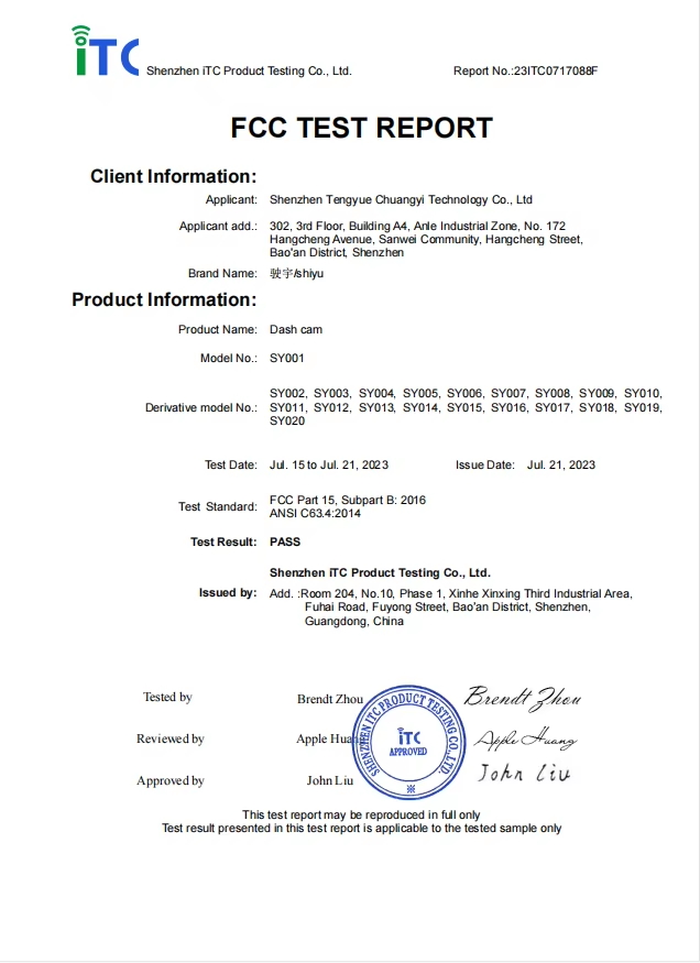 FCC Certificate
