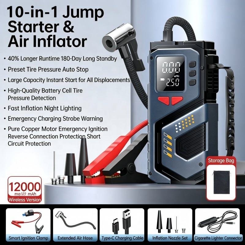 10-in-1 jump starter and air inflator combo